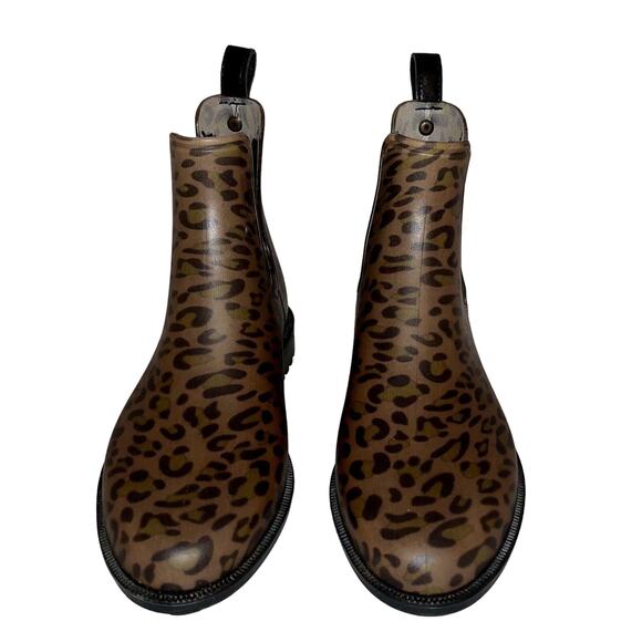 Joules Women’s Chelsea Rain Boot Size 8 Animal Print Waterproof Leopard EUC - Picture 1 of 7